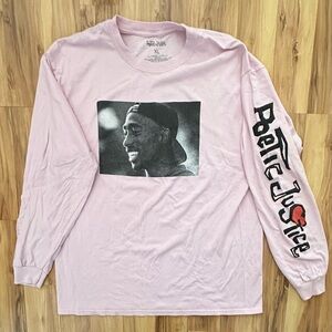 Poetic Justice Long Sleeve Shirt XL Pink Graphic Tee Streetwear Good Condition